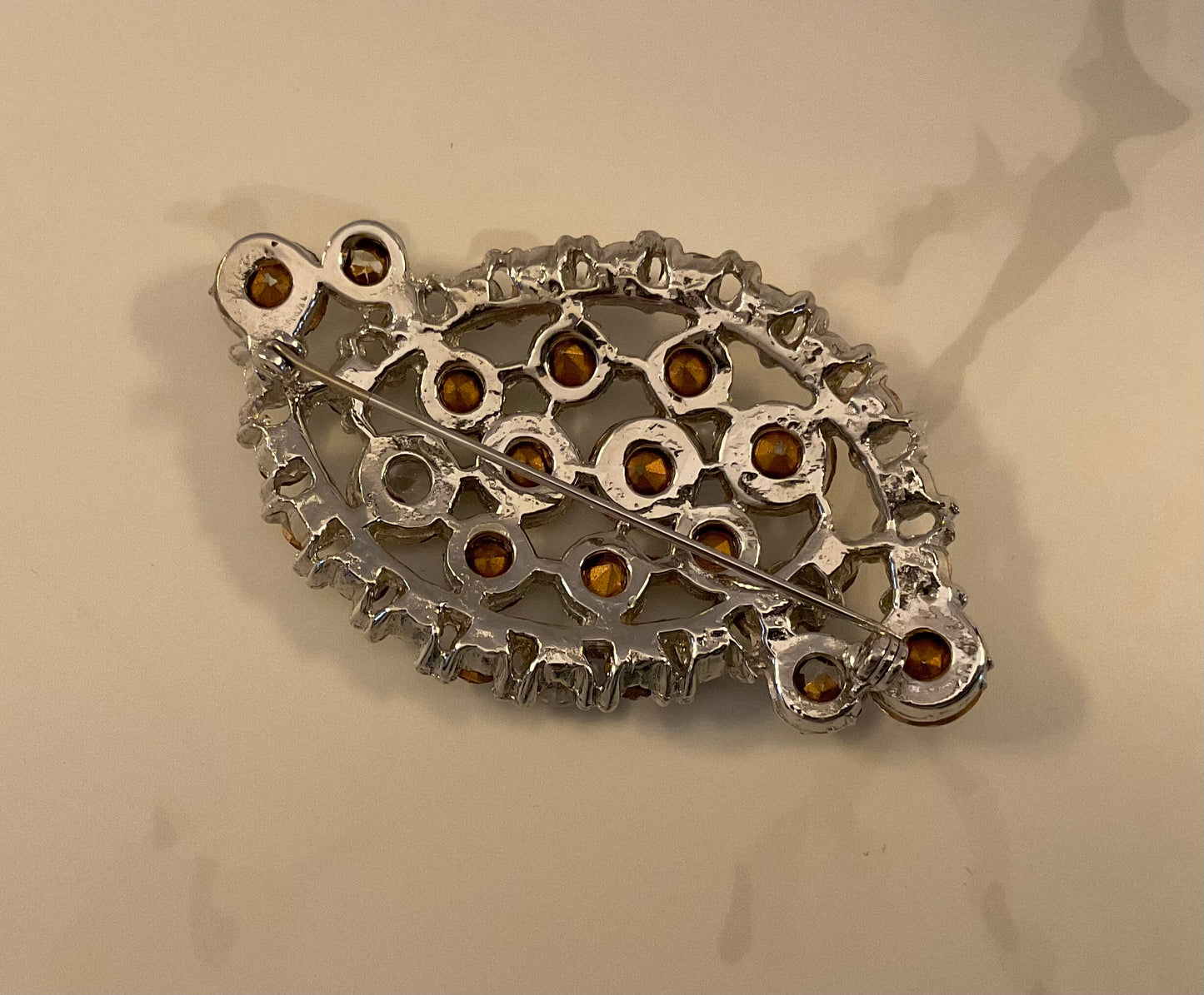 Large 1970’s Vintage Crystal Brooch