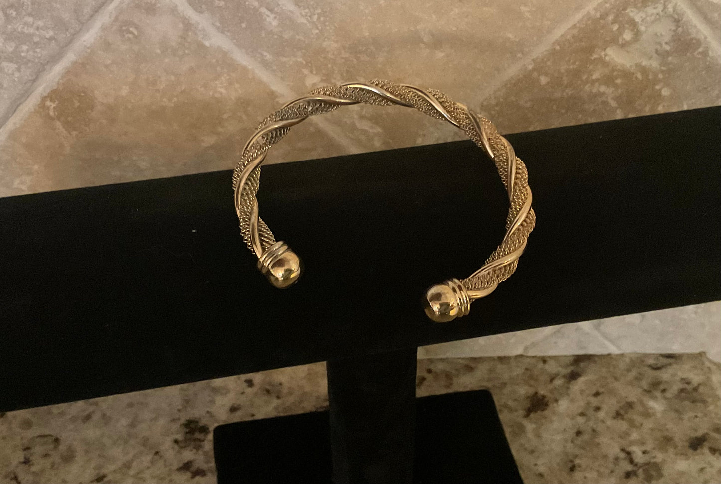 Vintage Gold Tone Twisted Weave Bracelet