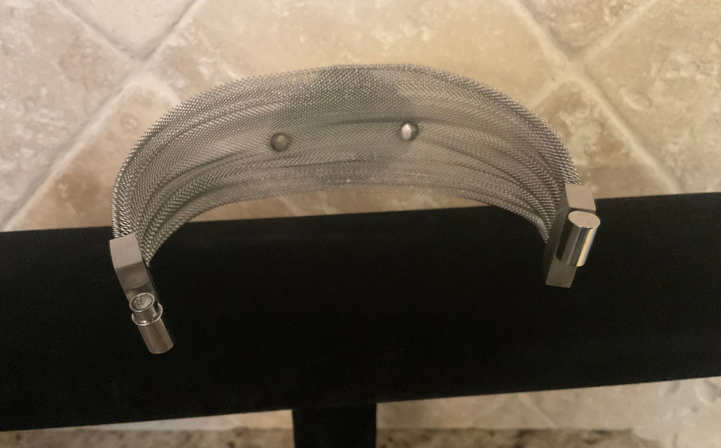 Stainless Steel Metal Mesh Wide Baroque Bracelet