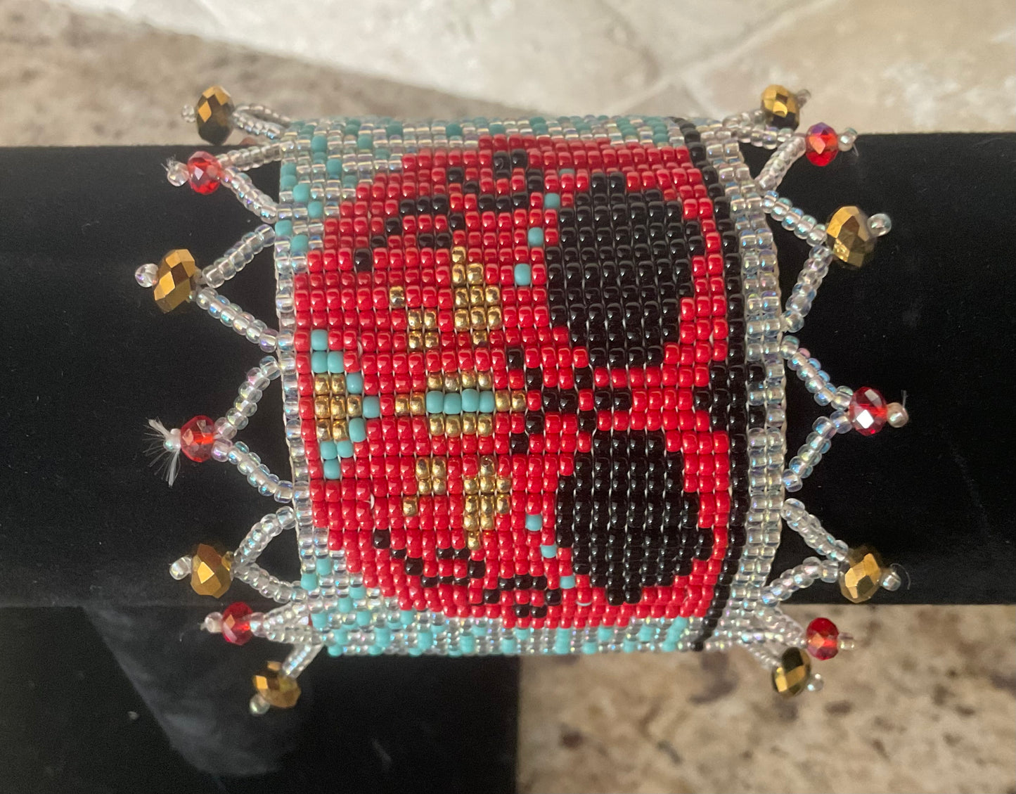 Vintage Native American Indian Beaded Tapestry Bracelet