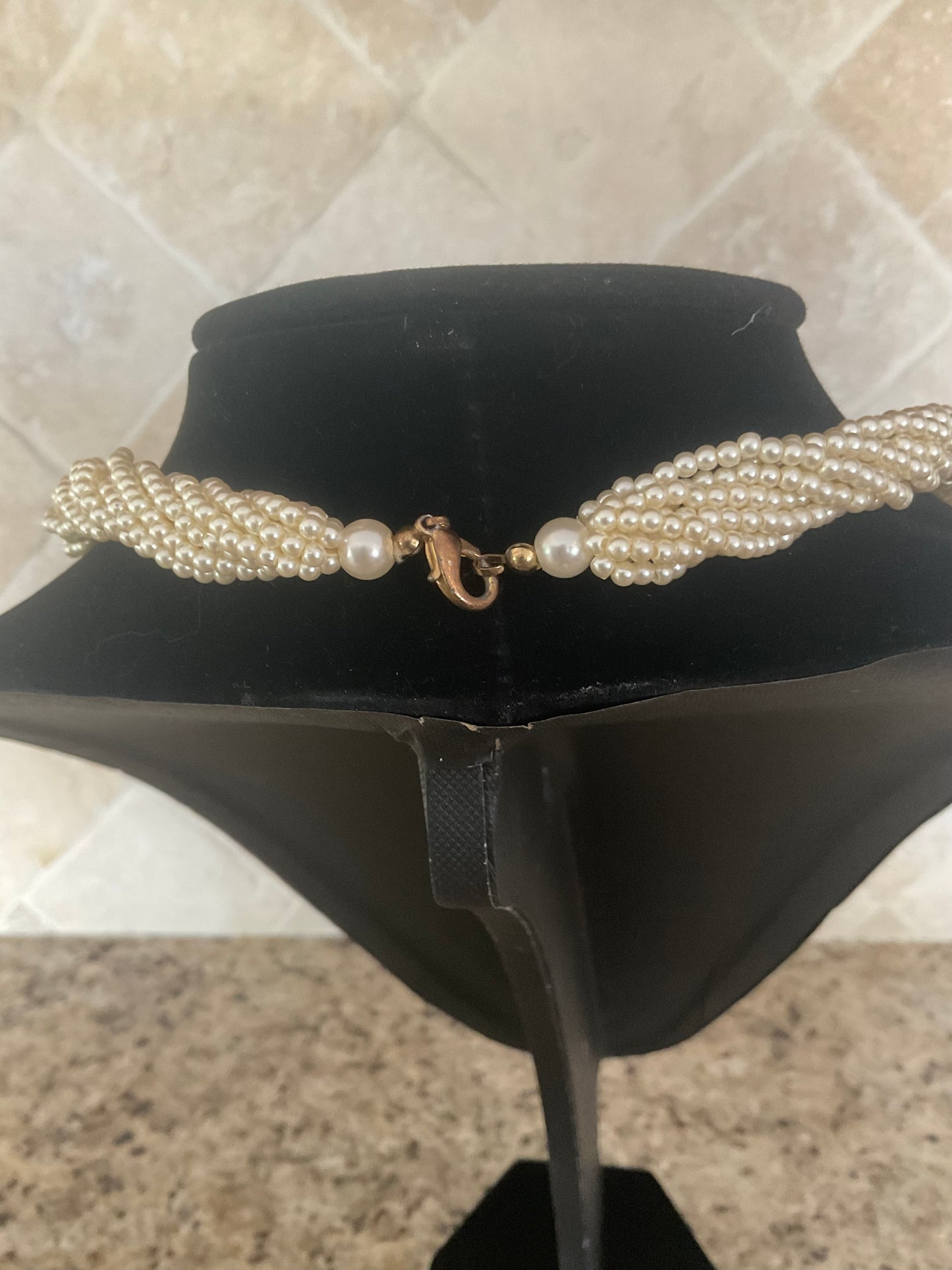 Vintage Faux Pearl Multi Strand Necklace