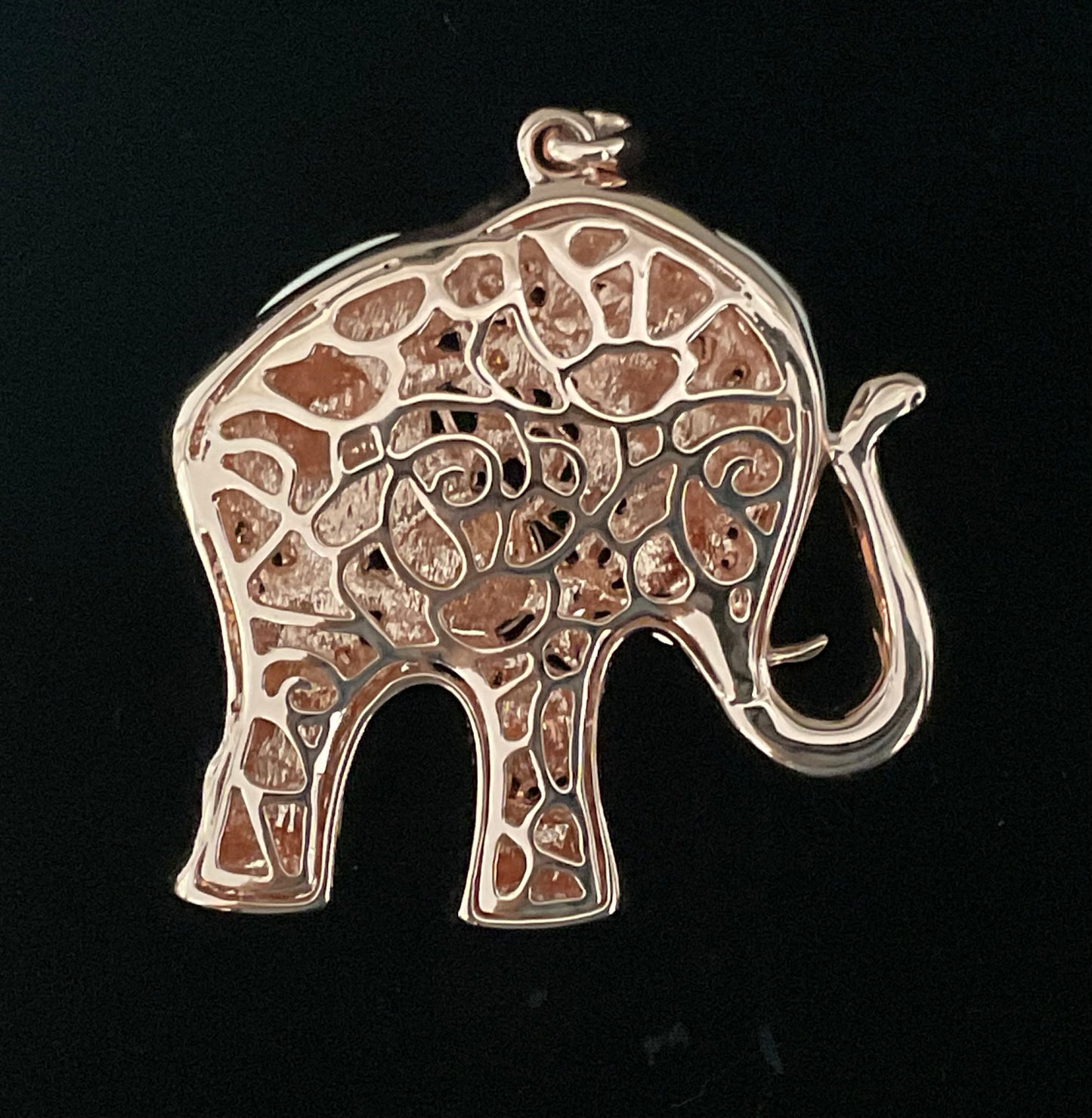 Rose Gold Blue Rhinestone Elephant Pendant