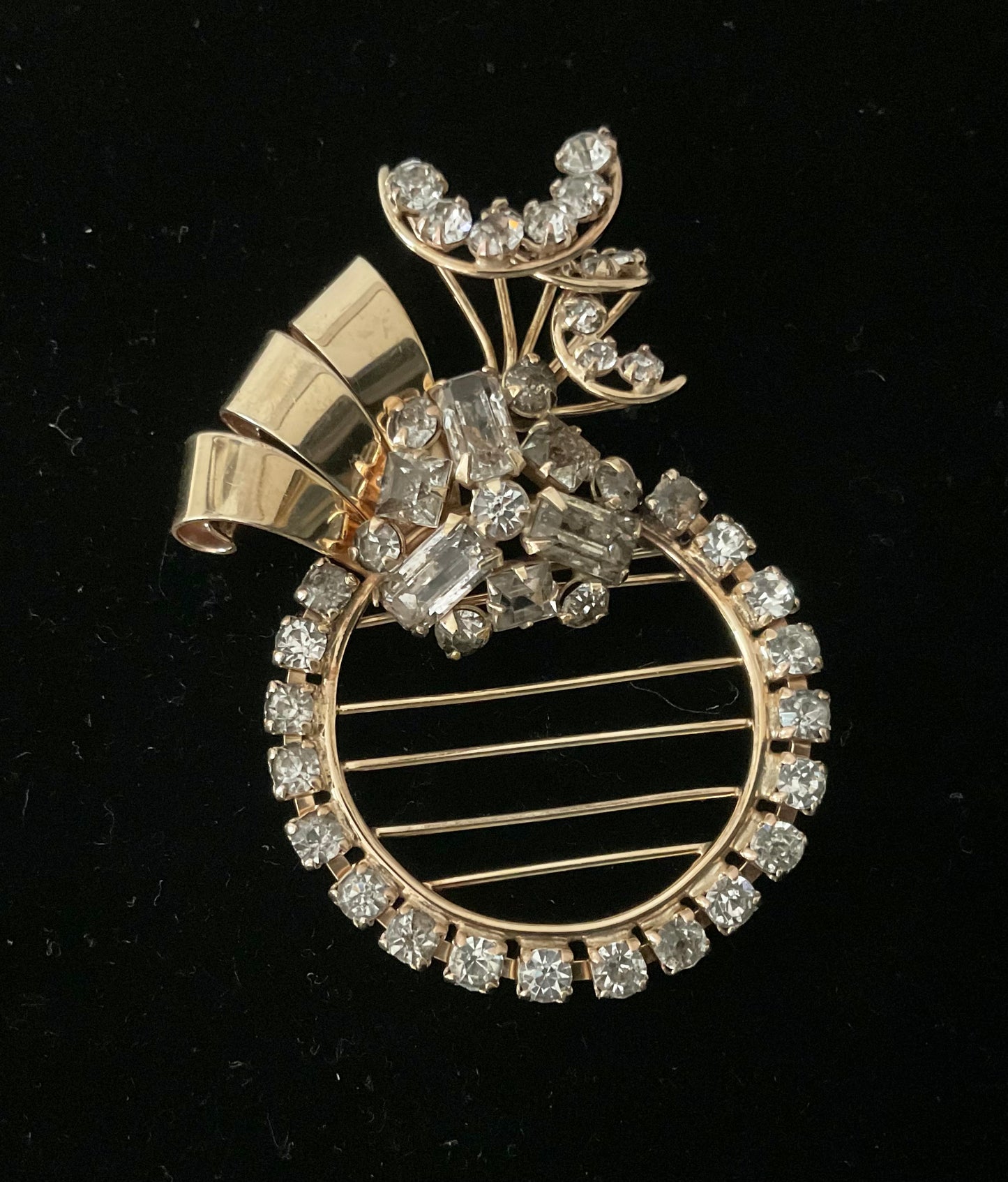 Vintage M &S 1/20 GF Goldtone Crystal Brooch