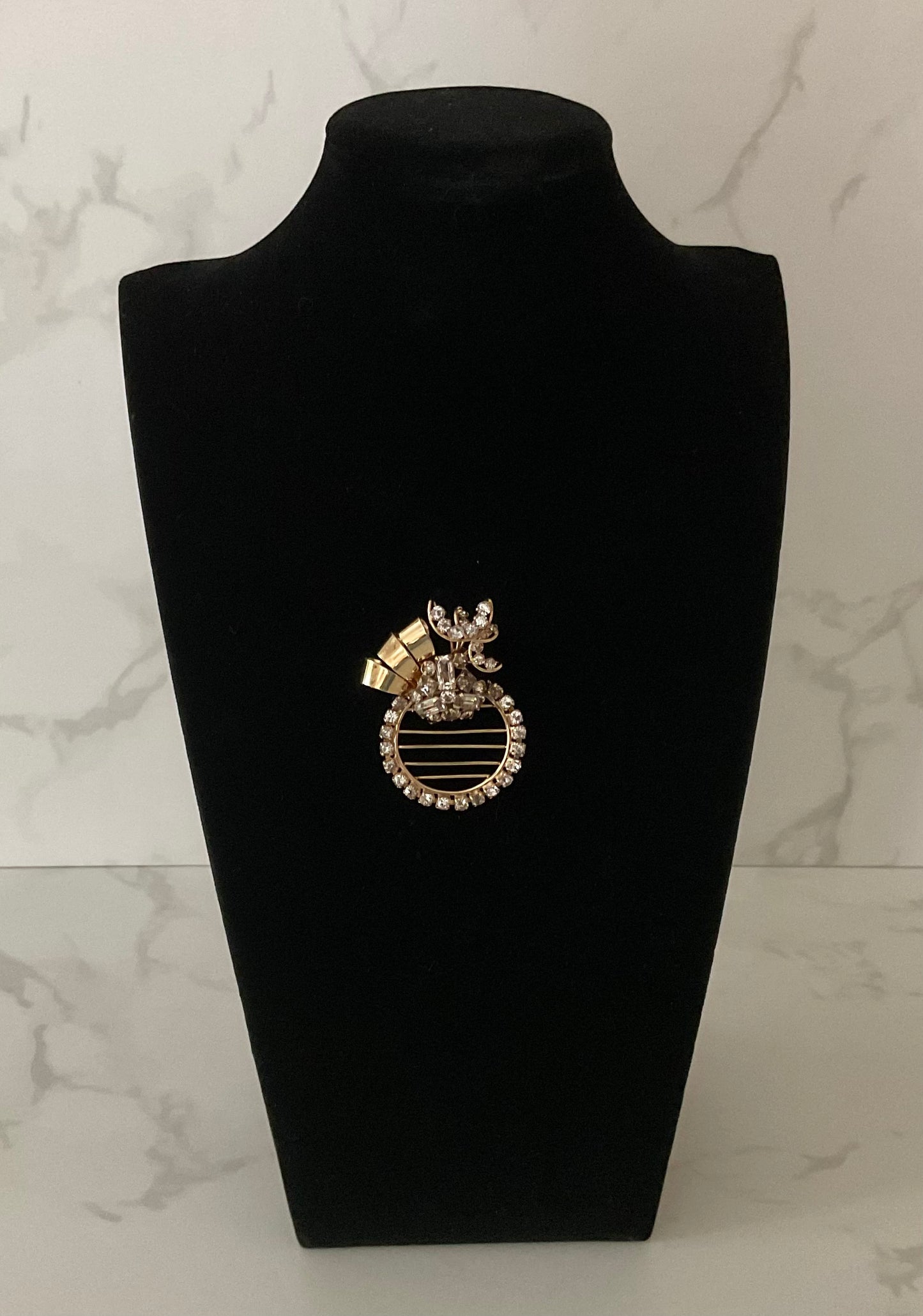 Vintage M &S 1/20 GF Goldtone Crystal Brooch