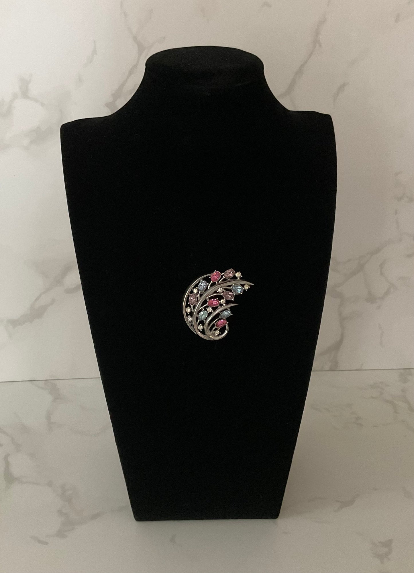 Vintage Trifari Pastel Gemstone Crystal Brooch