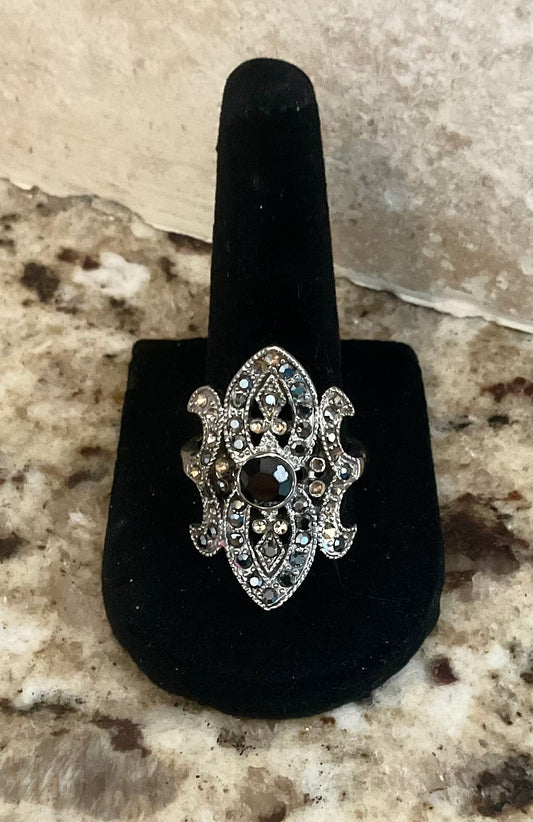 Vintage Silver Marcasite Statement Cocktail Ring