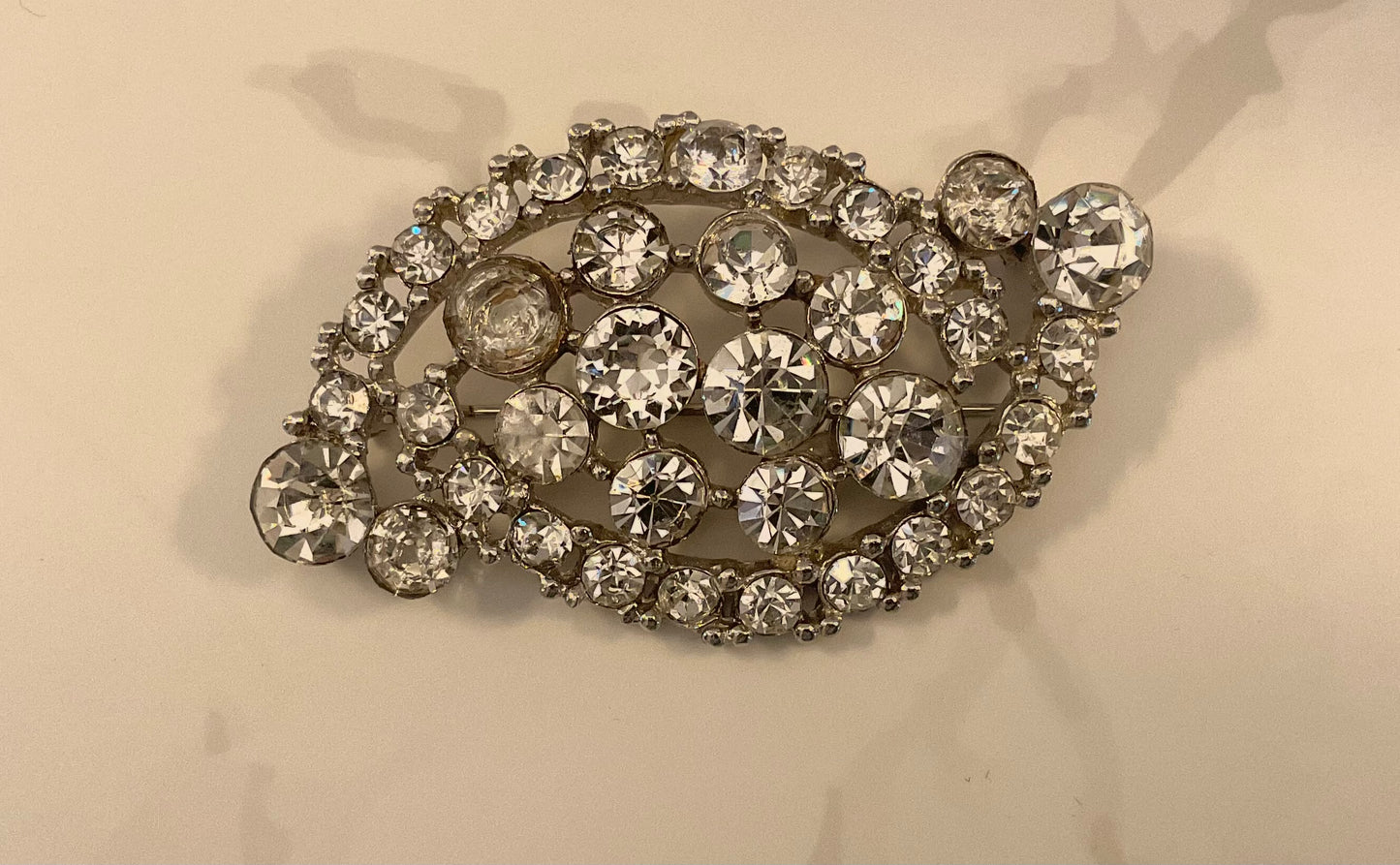 Large 1970’s Vintage Crystal Brooch