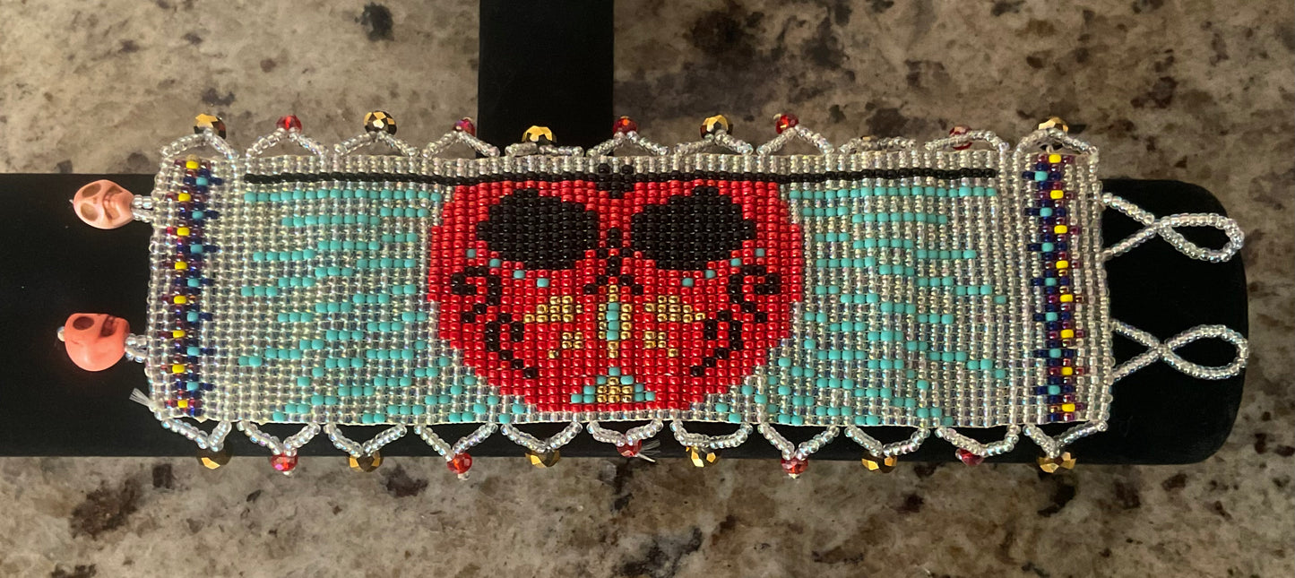 Vintage Native American Indian Beaded Tapestry Bracelet