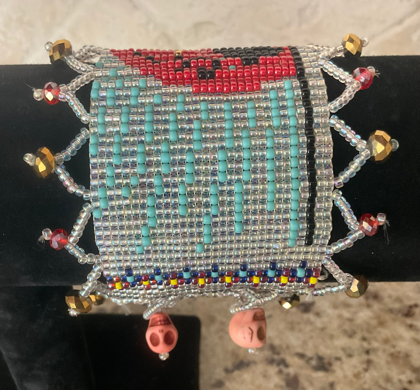 Vintage Native American Indian Beaded Tapestry Bracelet