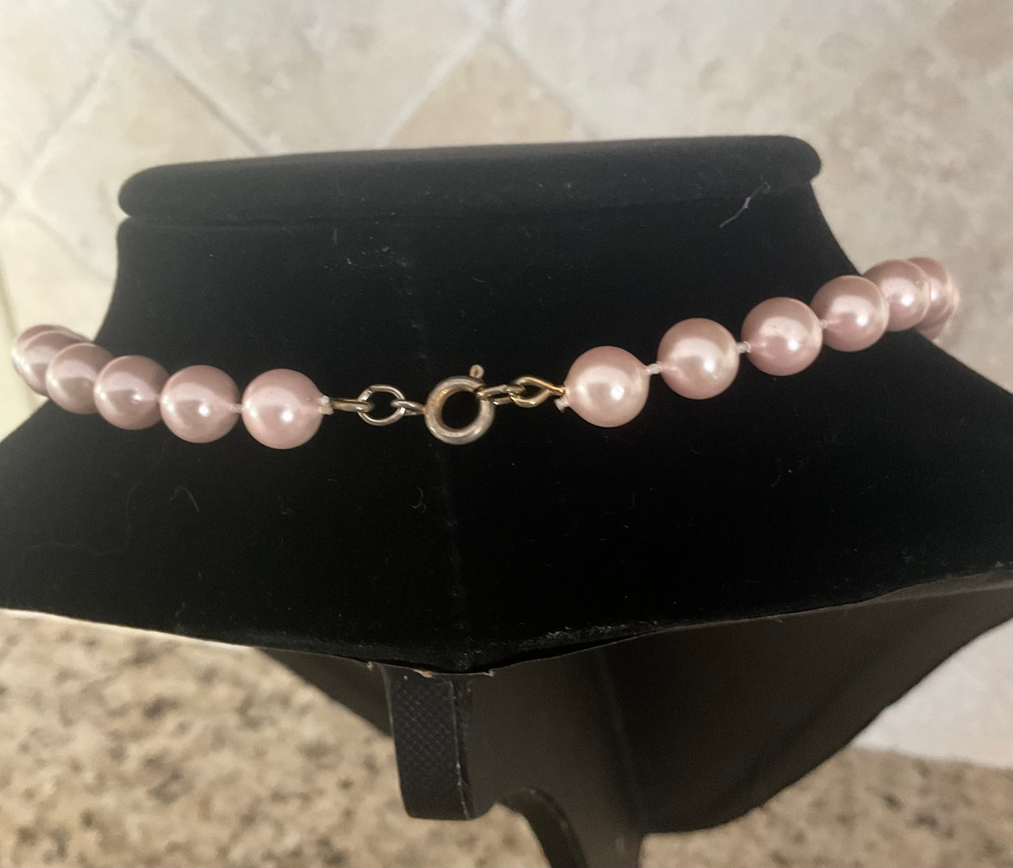 24” Long Light Pink Graduated Faux Pearl Necklace