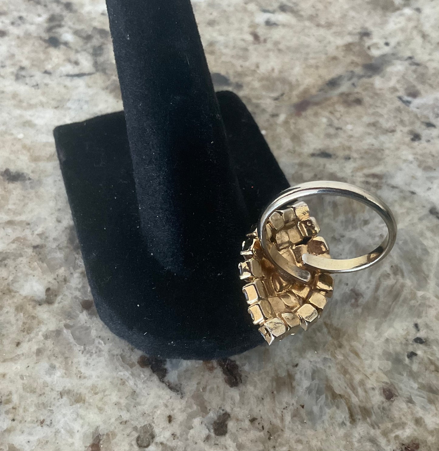Vintage Sizeable Opal & Rhinestone Crystal Cocktail Ring