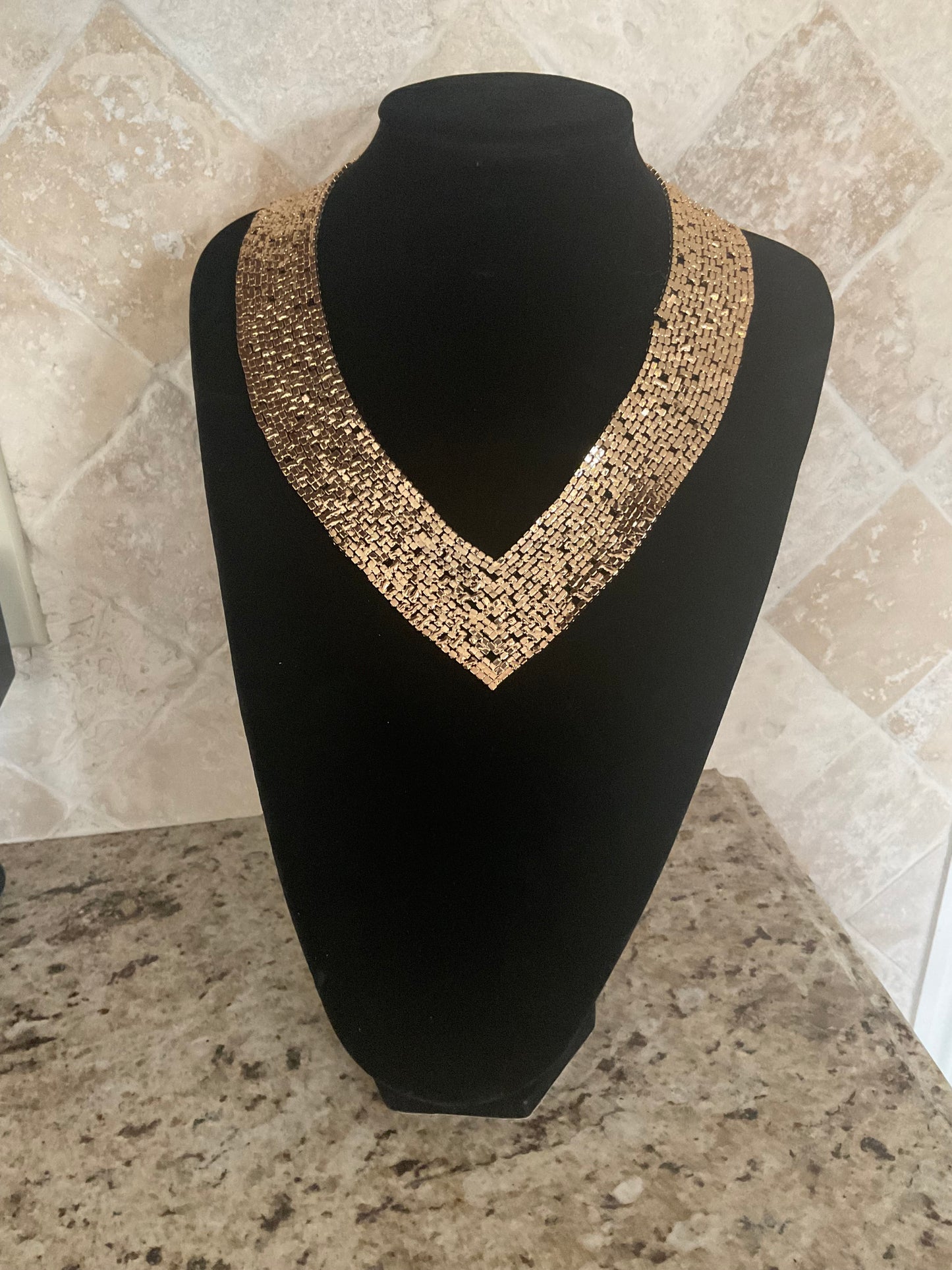 Rhinestone Gold Reversible Statement Necklace