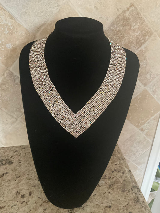 Rhinestone Gold Reversible Statement Necklace