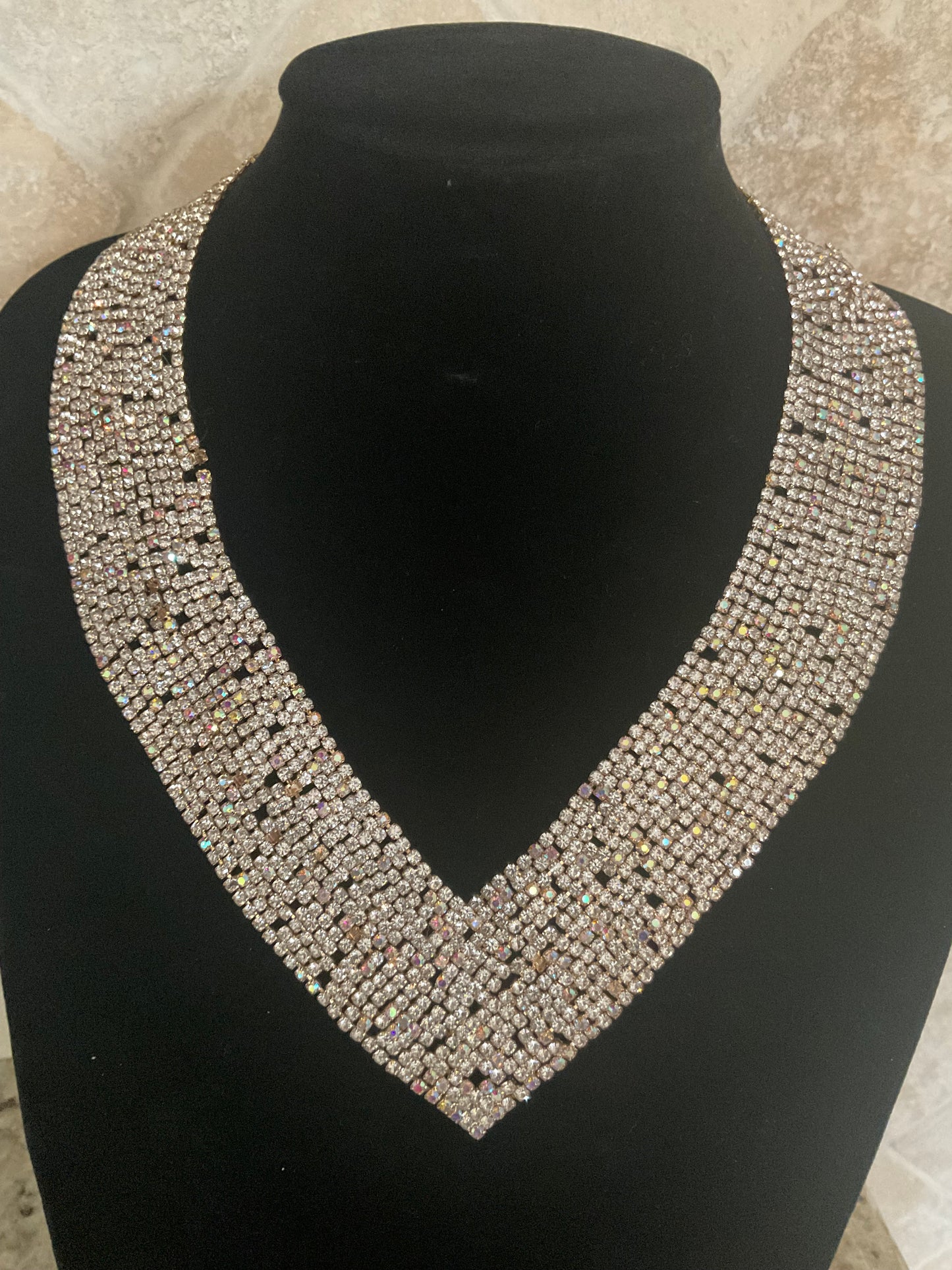 Rhinestone Gold Reversible Statement Necklace