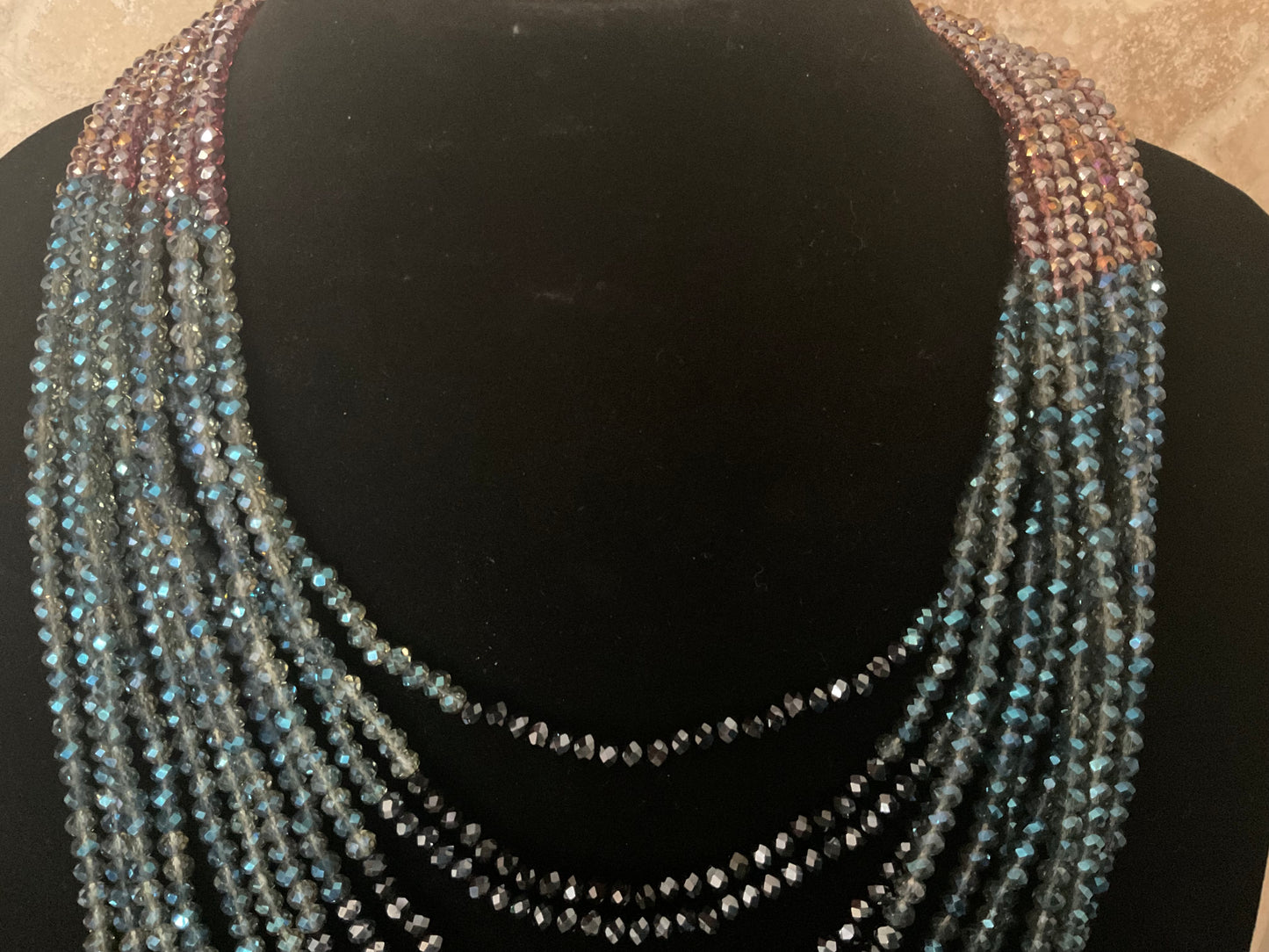 Rush by Denis & Charles Statement Multi Strand Beaded Necklace Signed