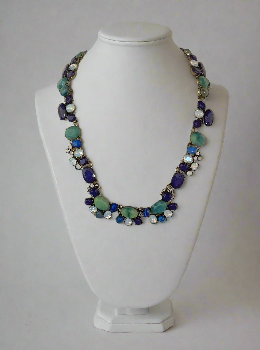 Vintage Loft Blue Green Cabochon Crystal Necklace