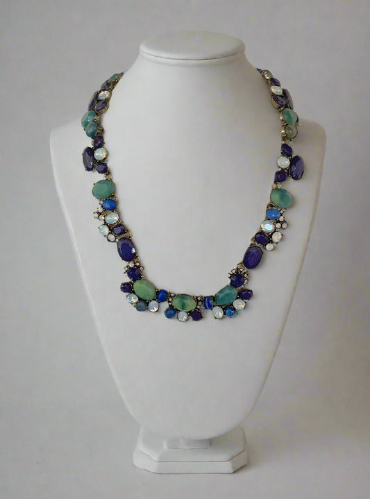 Vintage Loft Blue Green Cabochon Crystal Necklace