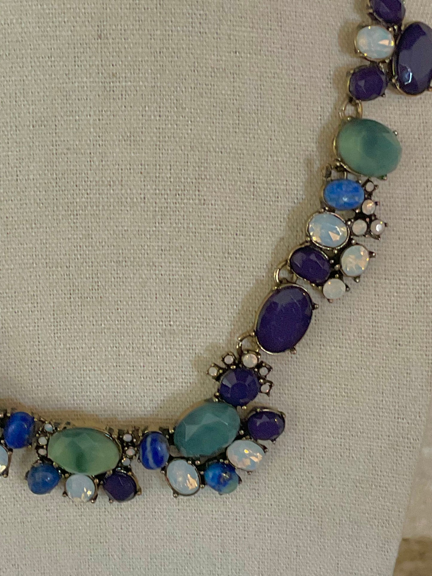 Vintage Loft Blue Green Cabochon Crystal Necklace
