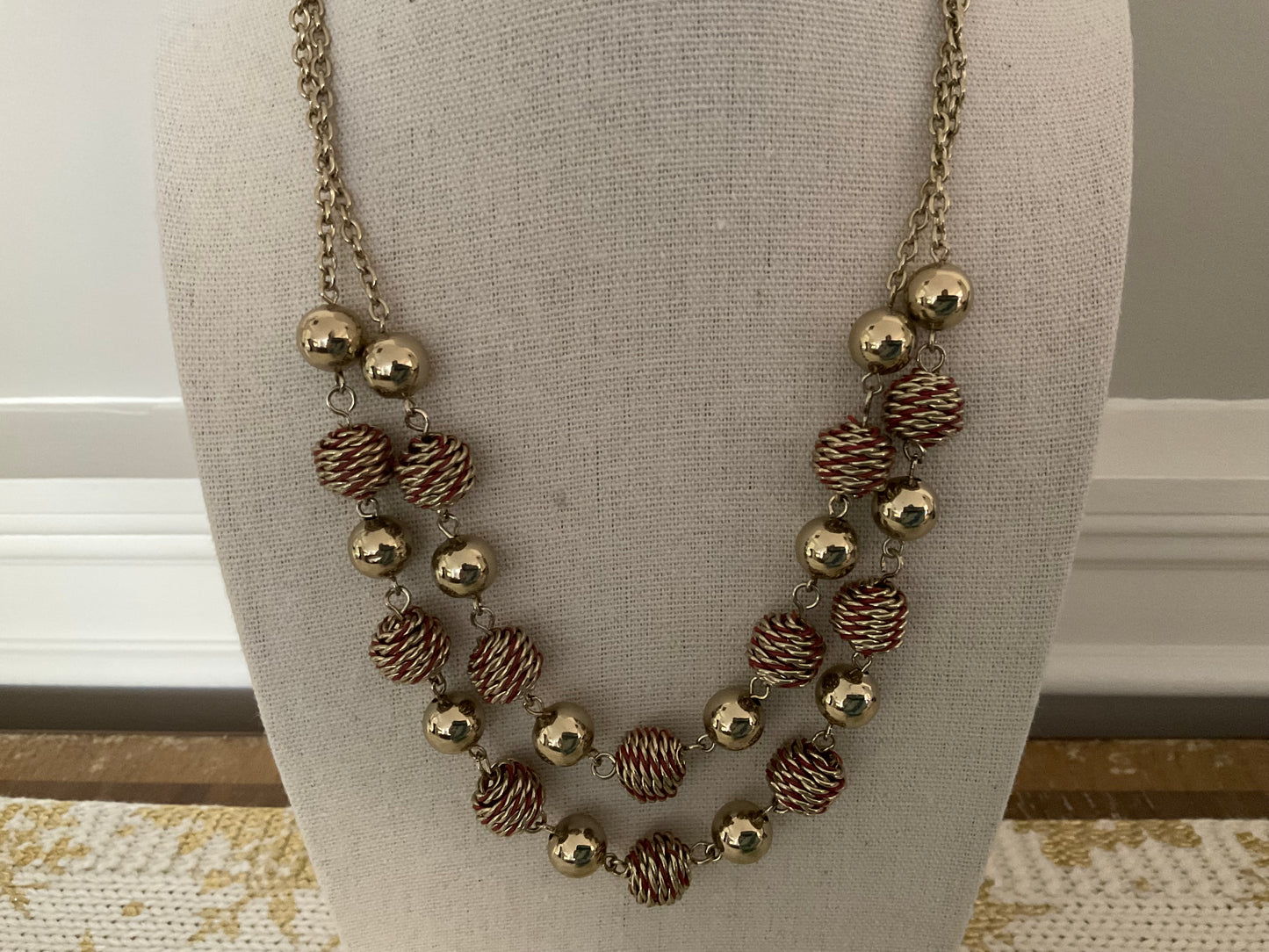 Vintage Monet Layered Gold Ball Necklace