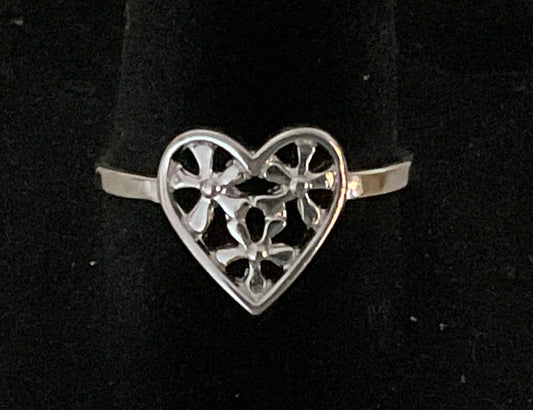 Sterling Silver Avon Open Heart Ring 7.5