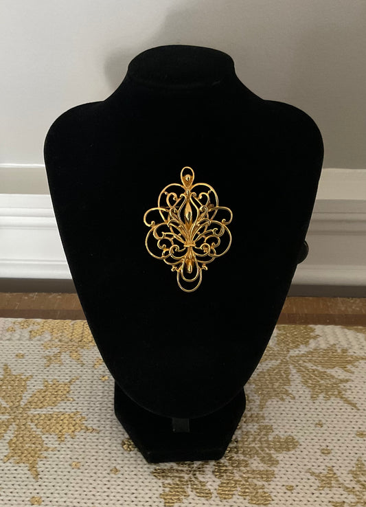 Fleur de Lis Ornate Gold Ornate Brooch