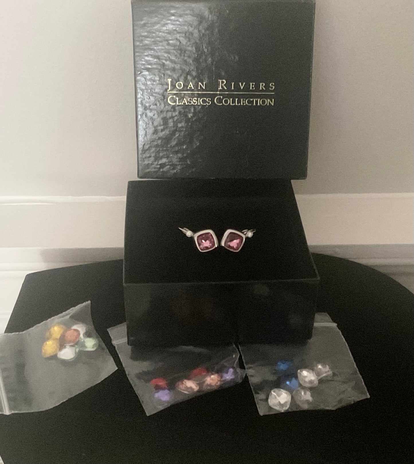 Vintage Joan Rivers Interchangeable Gemstone Earrings