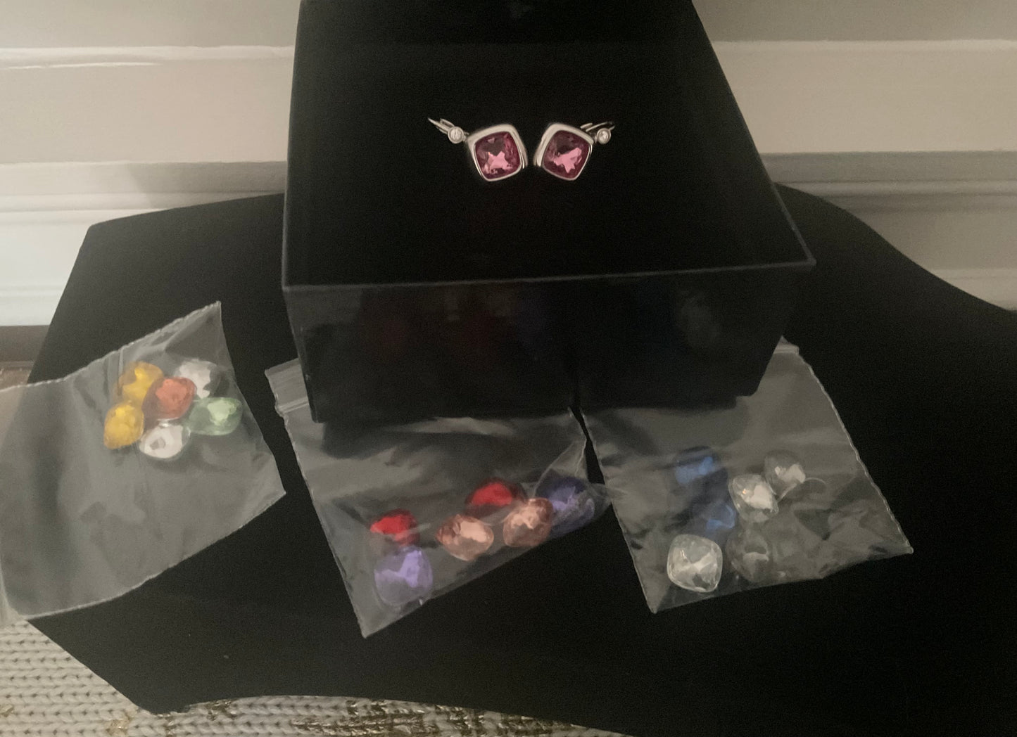 Vintage Joan Rivers Interchangeable Gemstone Earrings