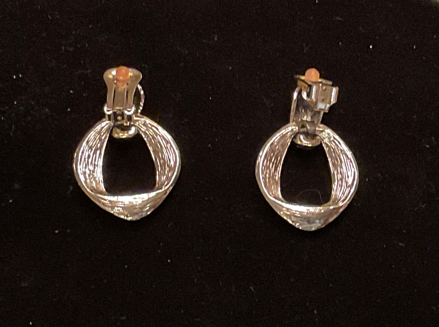 Vintage Green & Goldtone Enameled Door Knocker Earrings