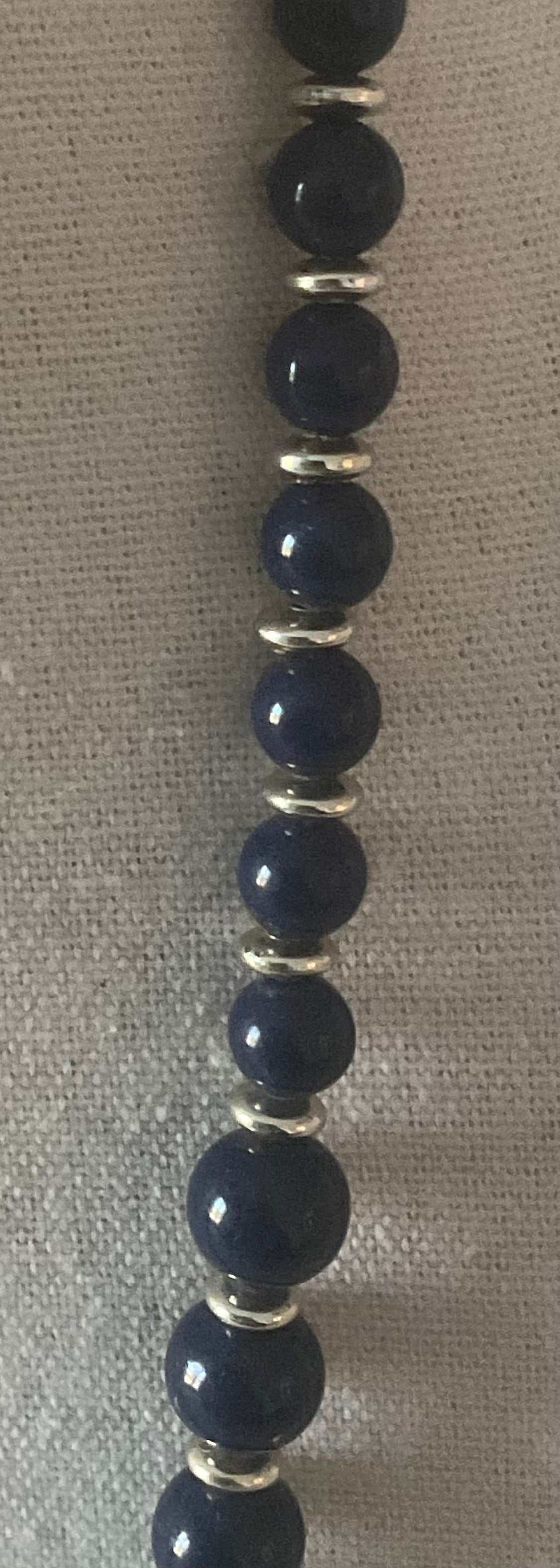 24” Navy & Gold Graduated Wood Bead Necklace
