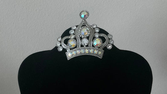 Vintage Large Crystal Crown Brooch