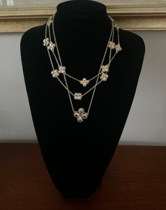 Ann Taylor Goldtone 3-Tier Cascading Clover Necklace