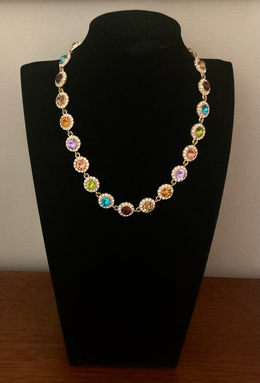 Multicolor Goldtone Rainbow Gemstone Necklace
