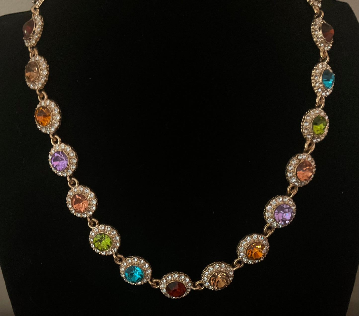 Multicolor Goldtone Rainbow Gemstone Necklace