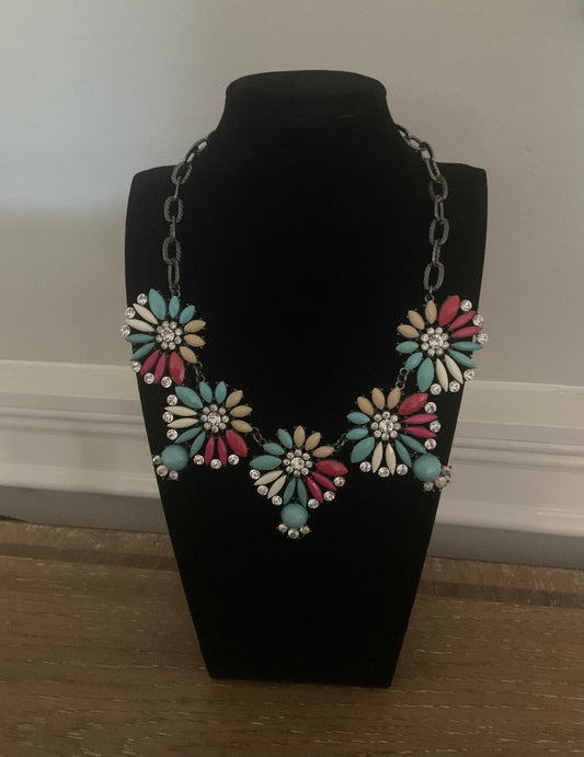 Amrita Singh Floral Gem Rhinestone Statement Necklace