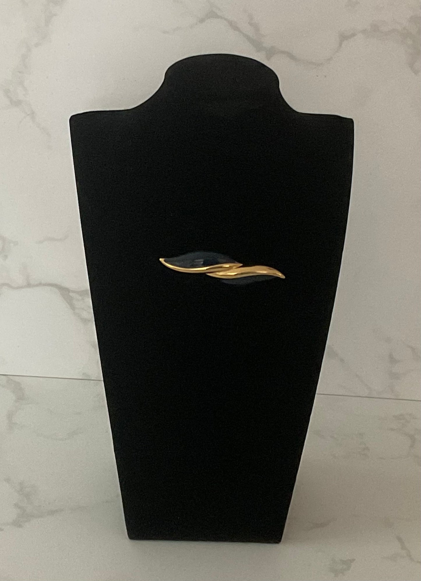 Vintage Monet Navy & Goldtone Brooch