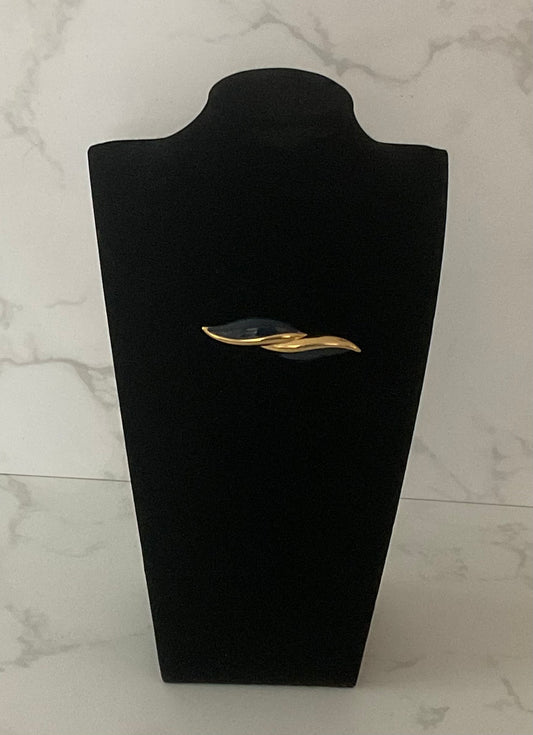 Vintage Monet Navy & Goldtone Brooch
