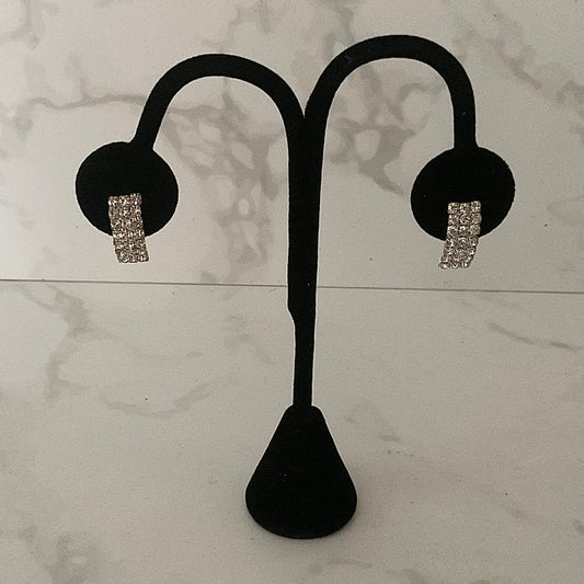 Petite Vintage Clip On Rhinestone Earrings