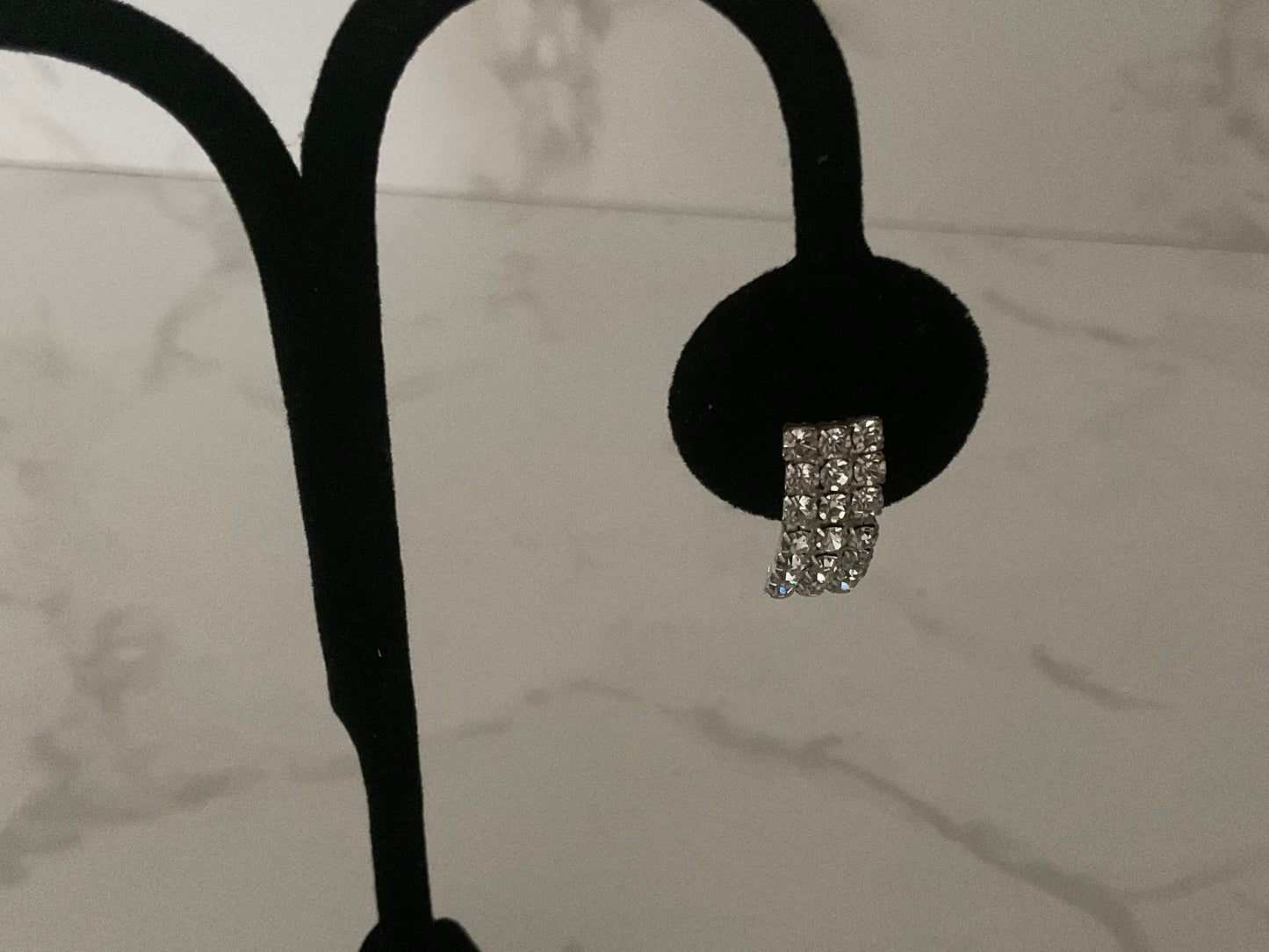 Petite Vintage Clip On Rhinestone Earrings