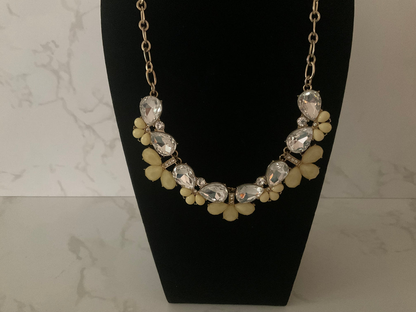 Vintage Yellow Crystal Statement Necklace