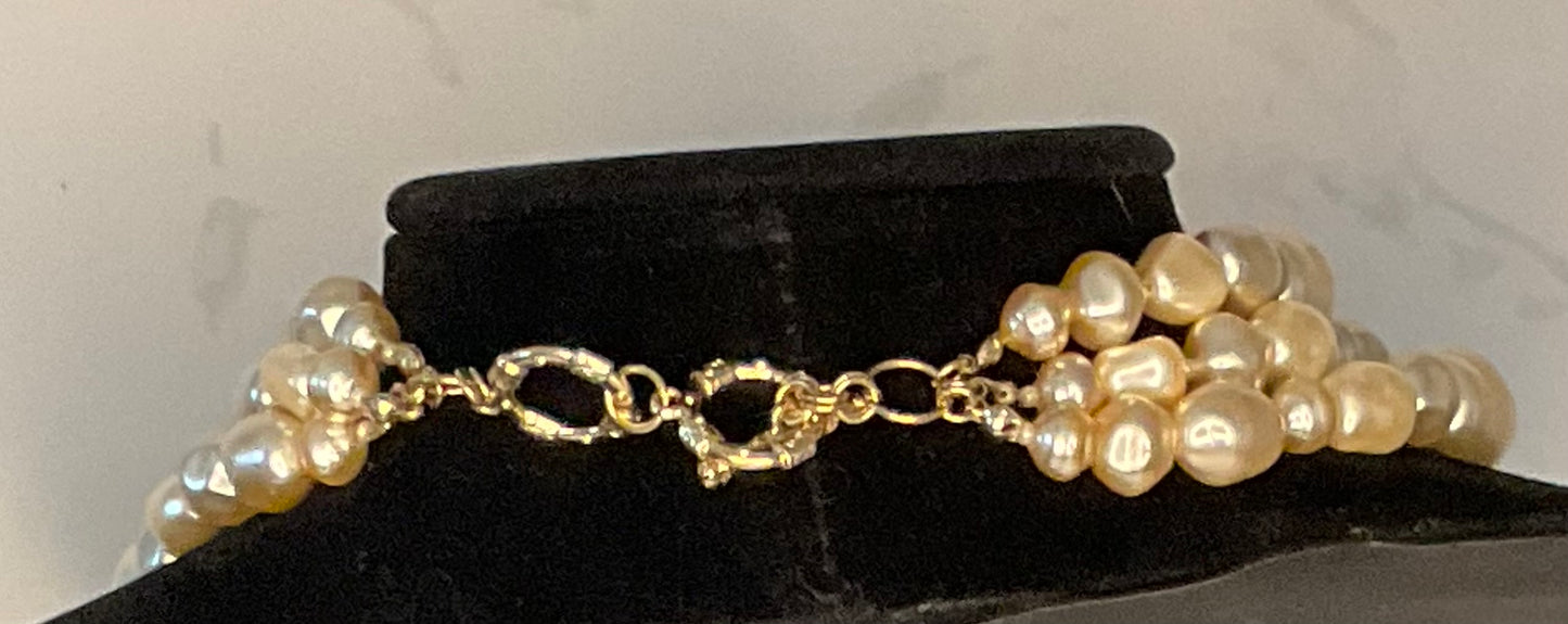 Carollee Three Strand Oyster Pearl Statement Necklace