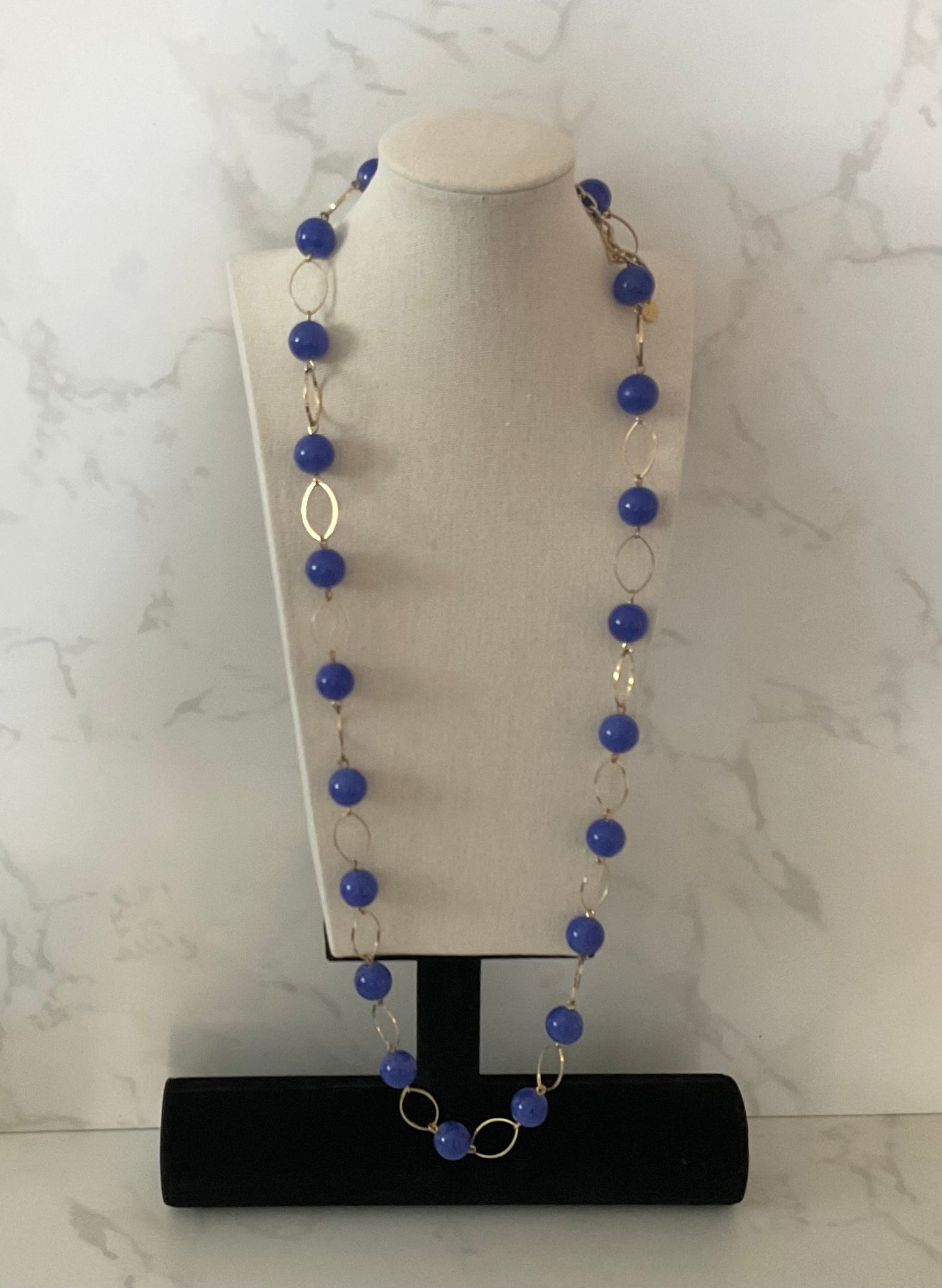 Vintage Talbots Blue & Gold Chain Necklace