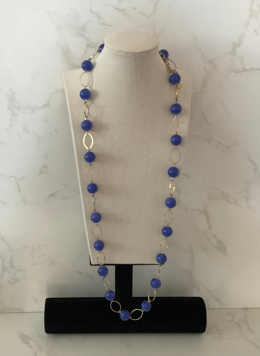 Vintage Talbots Blue & Gold Chain Necklace