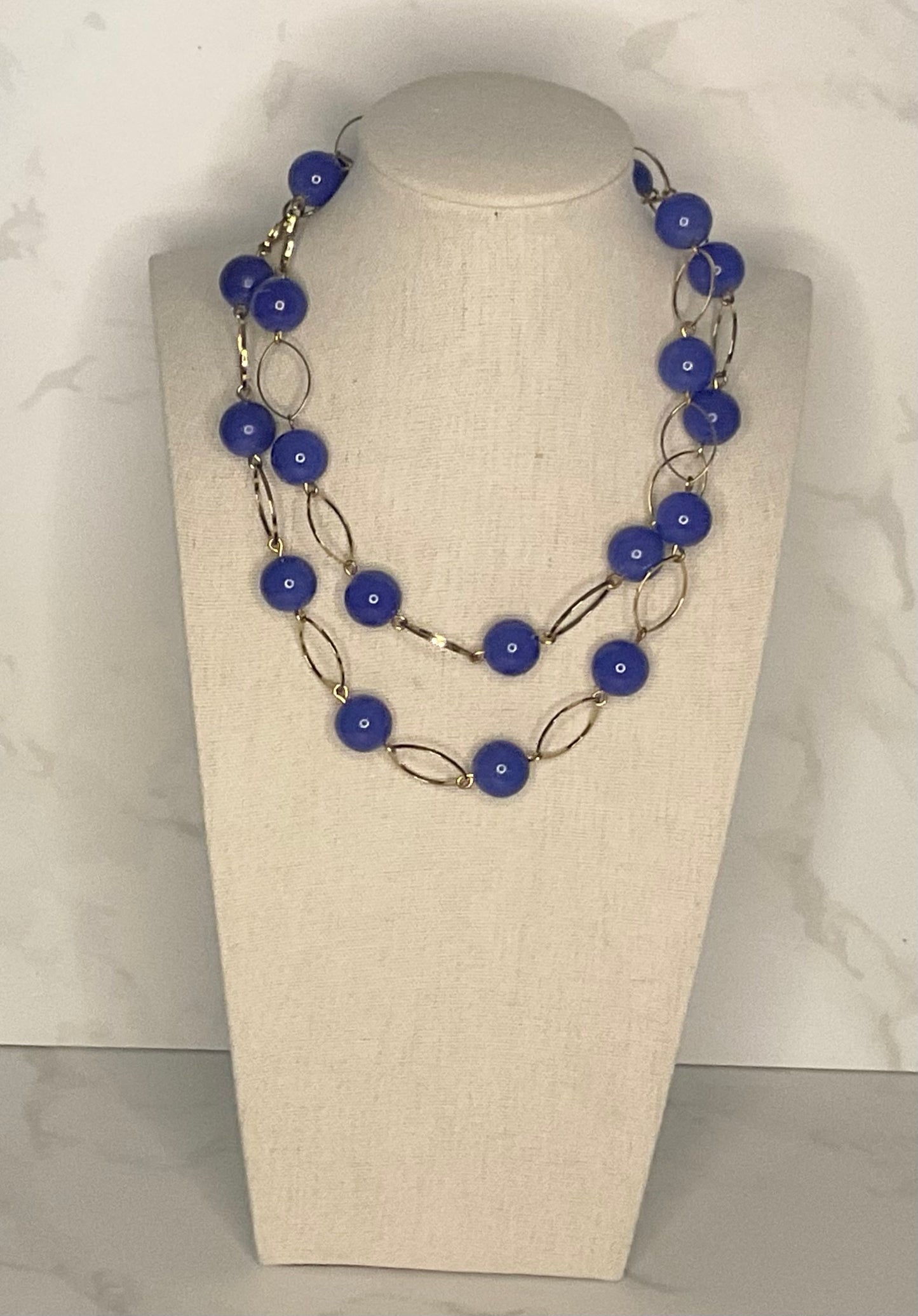 Vintage Talbots Blue & Gold Chain Necklace