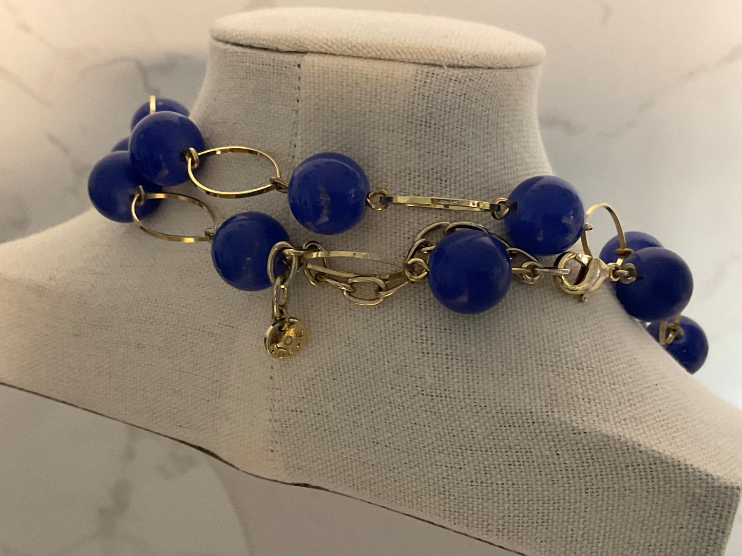 Vintage Talbots Blue & Gold Chain Necklace