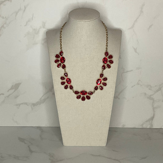 Faceted Red & Goldtone Statement Necklace