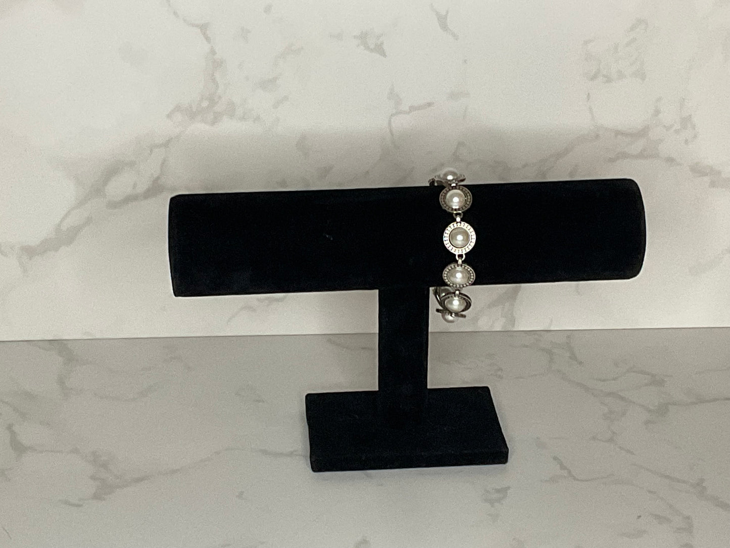 Brighton Silvertone Round Pearl Station Bracelet