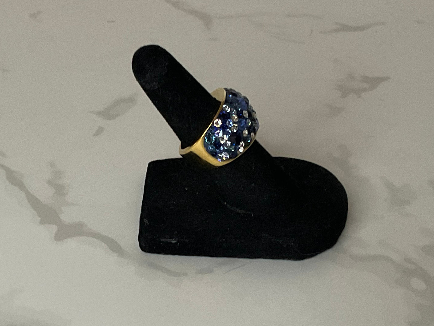 Brone Milor Druzy Blue Crystal Statement Ring