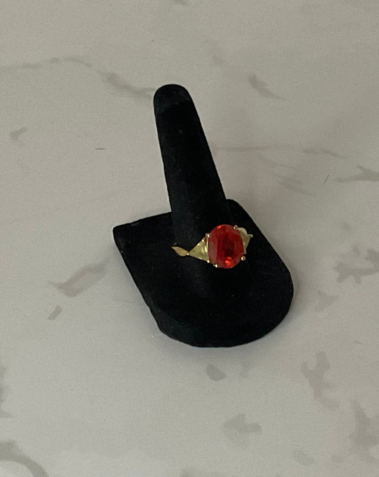 Sterling 925 Ruby Fire Red Gold Faceted Ring Size 7.5