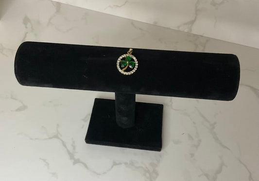 Vintage Green & Crystal Shamrock Clover Pendant