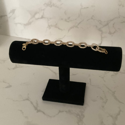 7” J Crew Goldtone Rhinestone Link Bracelet